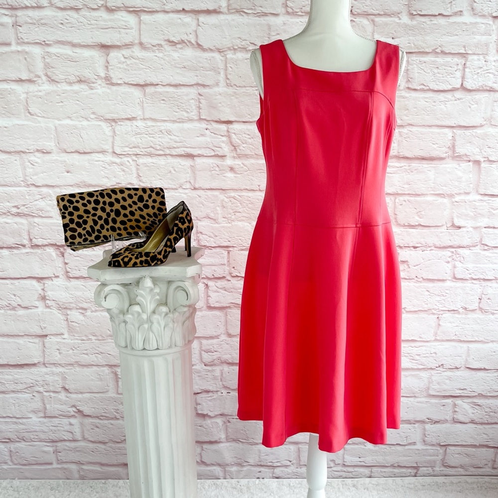 Evan-Picone Coral Sleeveless Dress - 8 - Picture 1 of 9